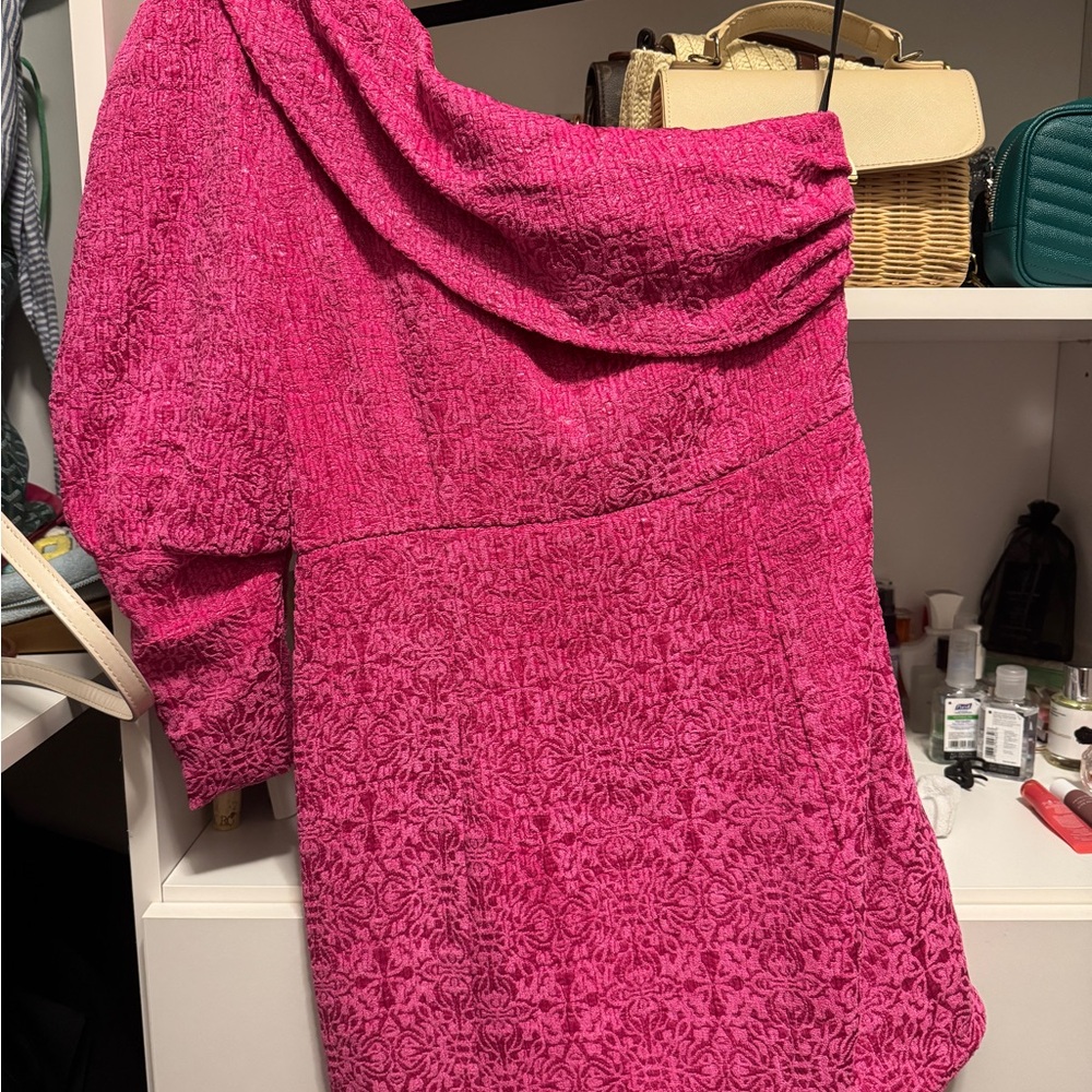 MAJORELLE Vibrant Pink Textured Dress